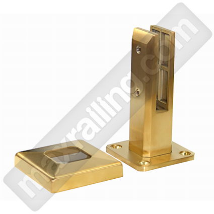 Златен квадратен стъклодържач за стъклен парапет сатениран